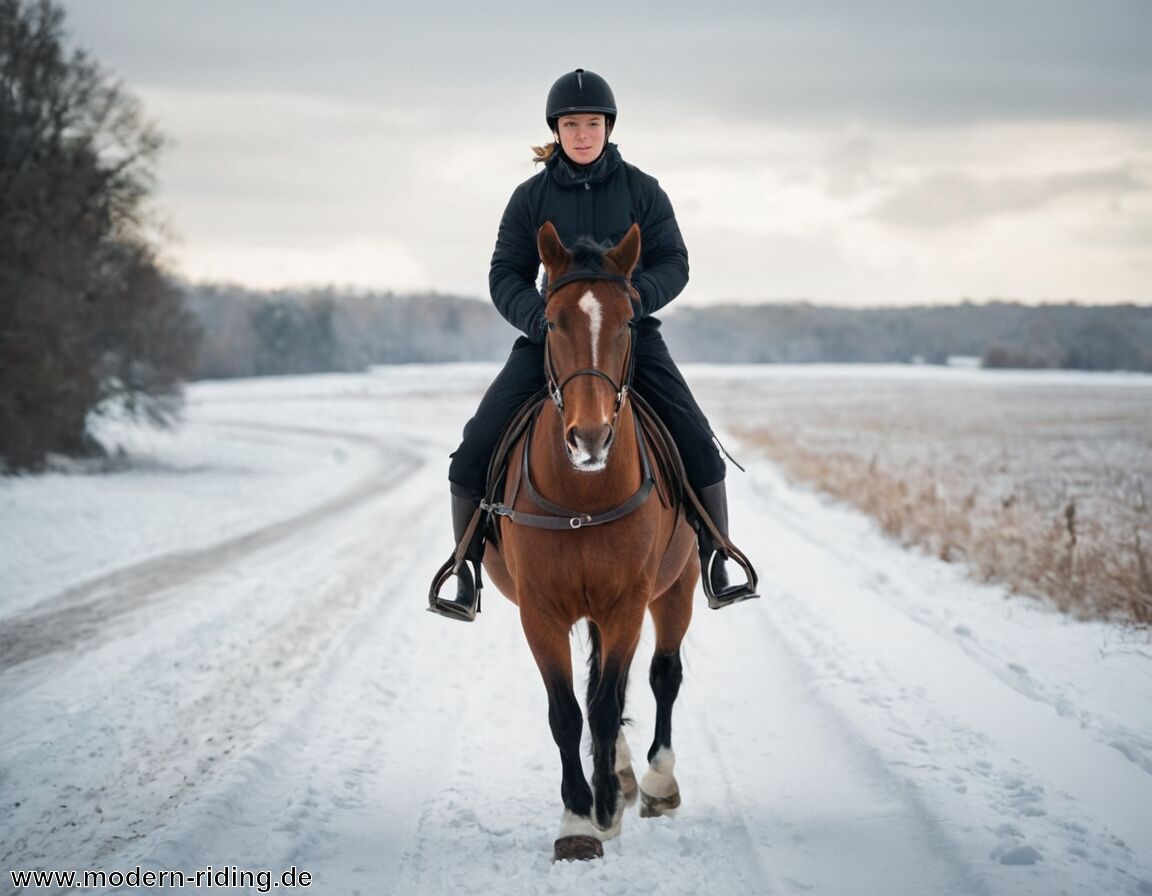 Auf gefrorenen oder vereisten Wegen vorsichtig sein - Richtig reiten im Winter: Ausrüstung, Training, Sicherheit